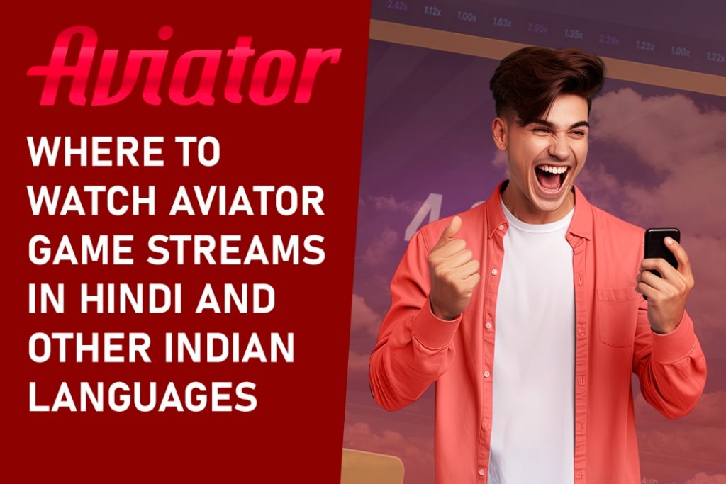 Visual showcasing aviator game streams in Hindi and various Indian languages for viewers.
